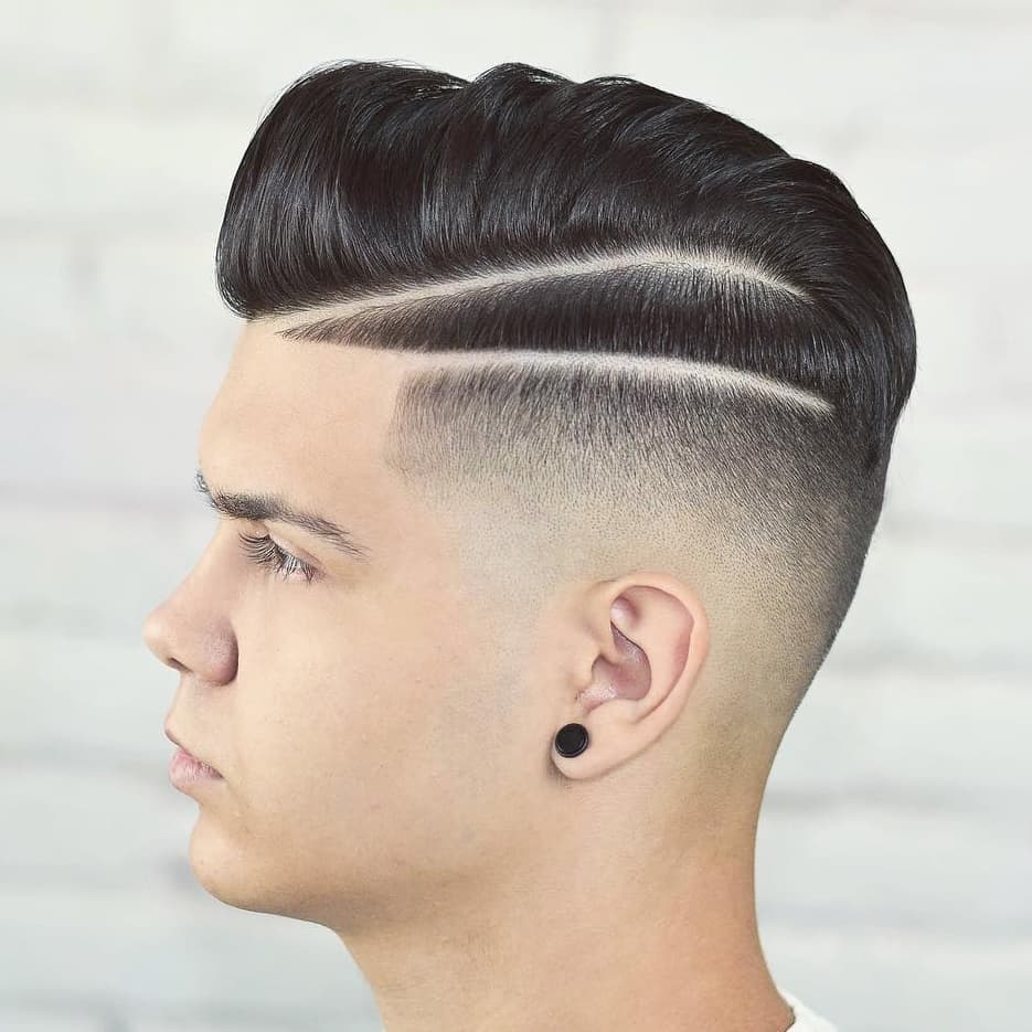 Skin Fade with Two hard lines