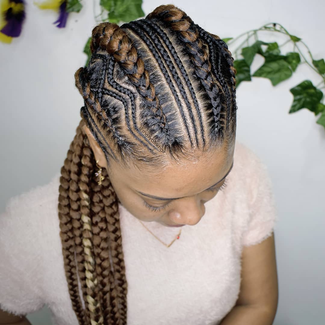 Caramel Braids With Zig-Zag Detail