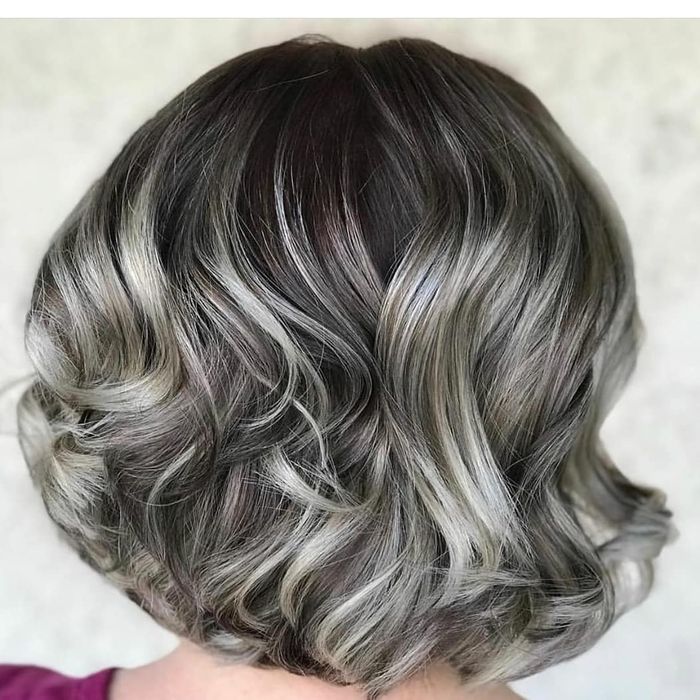 Curly Silver Bob
