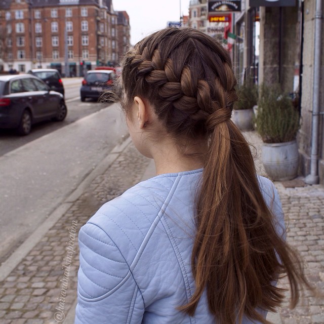 French Braids Into Low Pony